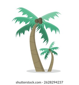 Palm trees with coconut icon. Two trees. Tropics.