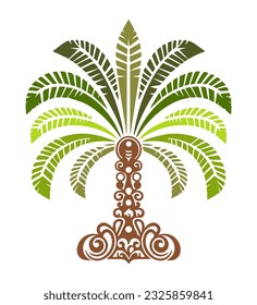 coco de palmeras, ilustración tribal tropical, adorno de decoración de iconos vectoriales.