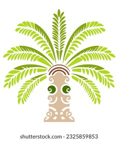 coco de palmeras, ilustración tribal tropical, adorno de decoración de iconos vectoriales.