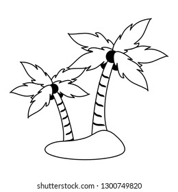 palm trees with coconuts black and white