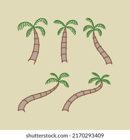 Palm trees collection with cartoon style for your summer theme projects