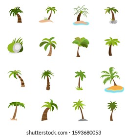 Palm Trees Collection, Tropical Forest, Landscape Design Element Vector Illustration.Green coconut palm icon isolated on white background