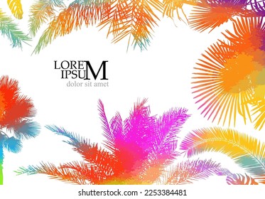 Palm trees colored background horizontal. Vector illustration