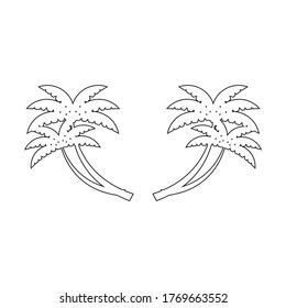 Palm trees with a curved trunk, vector clip art, outline