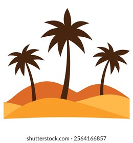 palm trees in the desert vector art illustration on white background