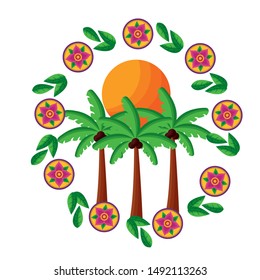 Palm trees design, Summer vacation tropical nature island and season theme Vector illustration