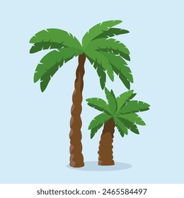 Palm Trees element in modern flat line style. Hand drawn vector illustration of summer