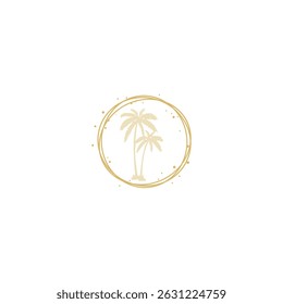 Palm trees embraced by a gold ring