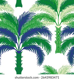 Palm trees. Exotic tropical seamless pattern. Modern retro style with sketch elements.