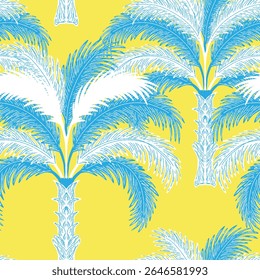 Palm trees. Exotic tropical seamless pattern. Modern retro style with sketch elements.
