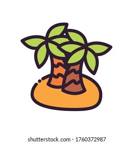 Palm trees fill and line style icon design, Beach summer vacation tropical relaxation outdoor nature tourism relax lifestyle and paradise theme Vector illustration