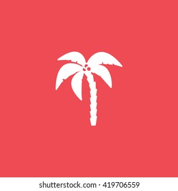 Palm Trees Flat Icon On Red Background