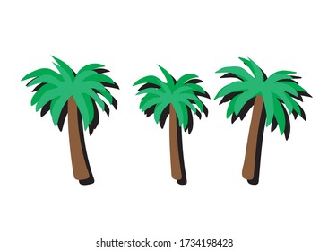 Palm trees flat vector with shadow
