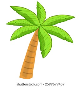 palm trees with green leaves and coconuts, symbolizing summer, beach vibes, and island relaxation under the warm sun.