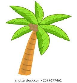palm trees with green leaves and coconuts, symbolizing summer, beach vibes, and island relaxation under the warm sun.