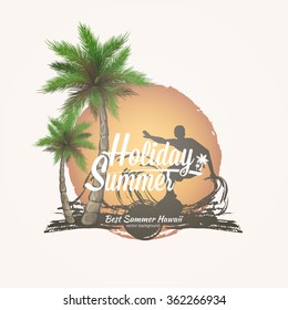 Palm trees grunge summer background. Print for t-shirt and poster summer party. abstract palm poster