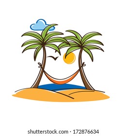 Palm Trees Hammock Stock Vector (royalty Free) 172876634 