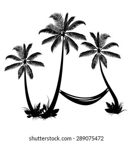 Palm trees with hammock isolated