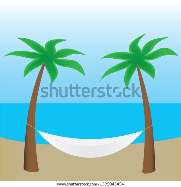 Palm Trees Hammock On Beach By Stock Vector Royalty Free 1395043454 Shutterstock 0590