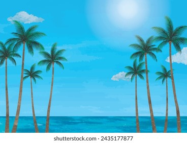 Palm trees and Hawaiian scenery watercolor