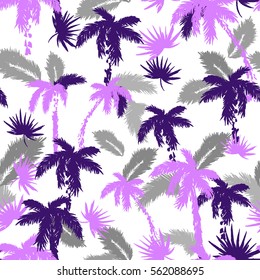 Palm trees hawaiian seamless pattern for paradise design. Vector palm leaves floral background. Tropic primitive graphic. 