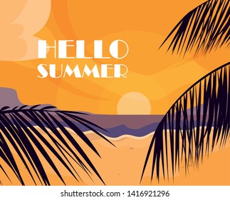 Palm trees and hello summer design