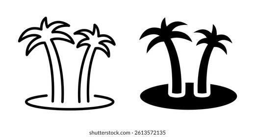Palm trees icon for beach and vacation. Linear and silhouette style.