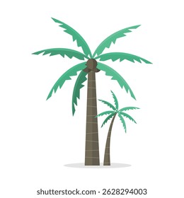 Palmensymbol mit Kokosnüssen auf weißem Hintergrund. Tropische Bäume.
