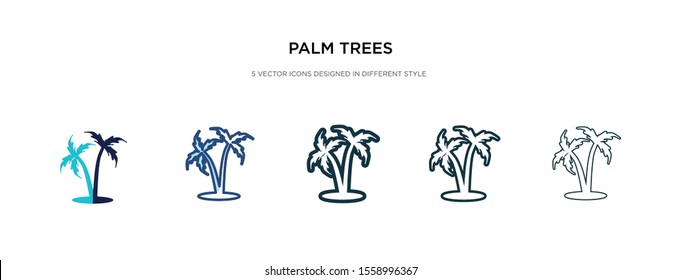 palm trees icon in different style vector illustration. two colored and black palm trees vector icons designed in filled, outline, line and stroke style can be used for web, mobile, ui