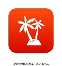 Palm trees icon digital red for any design isolated on white vector illustration