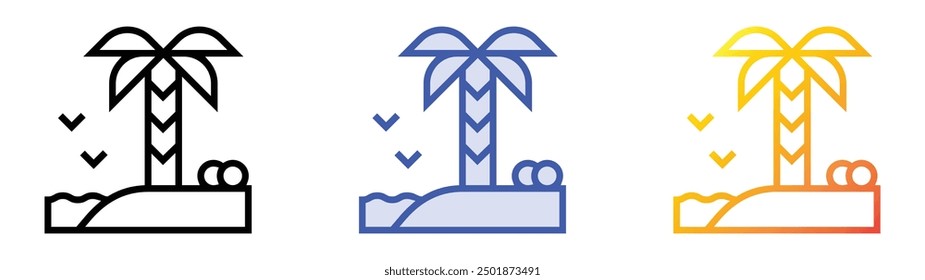 palm trees icon. Linear, Blue Fill and Gradient Style Design Isolated On White Background