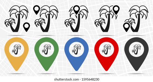 Palm trees icon in location set. Simple glyph, flat illustration element of summer theme icons