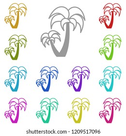 Palm trees icon in multi color. Simple glyph vector of summer set for UI and UX, website or mobile application