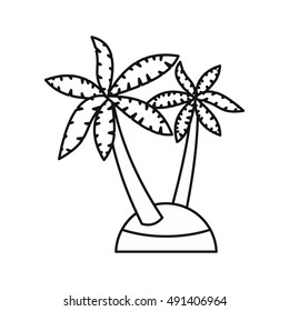 Palm trees icon in outline style on a white background vector illustration