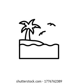 Palmeras, icono, vector, océano, marino, vida