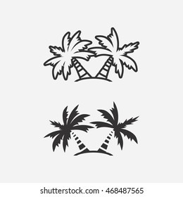 Palm trees icons on light background. Vector illustration.
