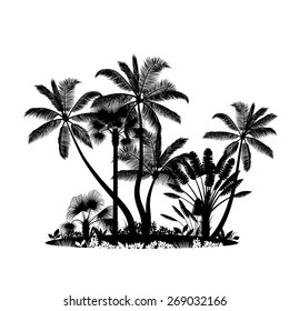 Palm trees island isolated on white
