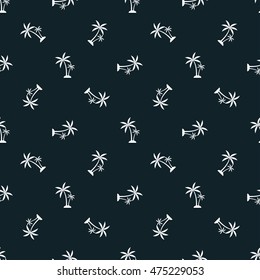 Palm trees isolated on blue backgrounds. Vector illustration. Seamless pattern