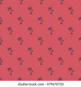 Palm trees isolated on blue backgrounds. Vector illustration. Seamless pattern