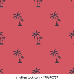 Palm trees isolated on blue backgrounds. Vector illustration. Seamless pattern
