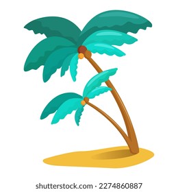 Palm trees isolated on white background. Beautiful vector palma tree illustration