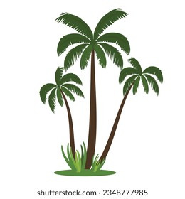 Árboles aislados en blanco, ilustración vectorial