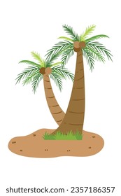 Palm trees isolated on white background. Beautiful vectro palma tree set vector illustration