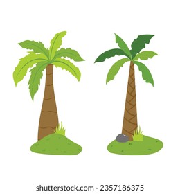 Palm trees isolated on white background. Beautiful vectro palma tree set vector illustration
