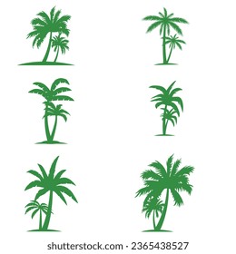 Palm trees isolated on a white background Beautiful Vector palm tree set vector illustration