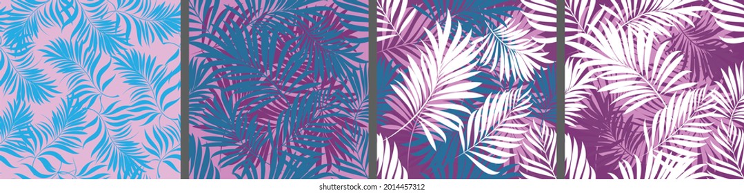 Palm trees. Leaves and branches of tropical plants. Seamless pattern 