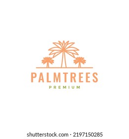 palm trees lines logo design vector