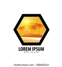 Palm trees logo design template. tropics or vacation icon.