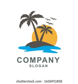 palm trees logo design vector , this logo is really good for a resort, tour travel , and tourism company 