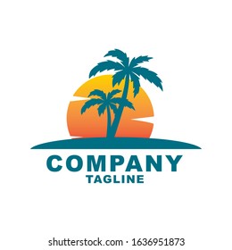 palm trees logo design vector , this logo is really good for a resort, tour travel , and tourism company 